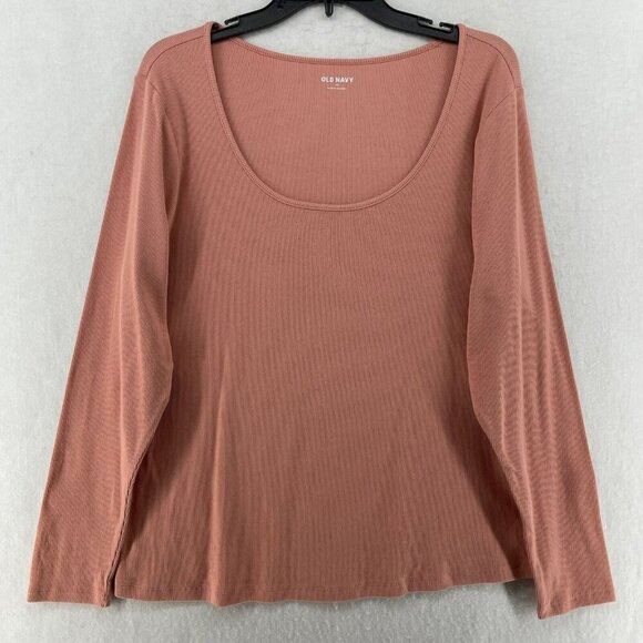 Old Navy Sweater Womens 2x Peach Rib Knit Scoop Neck Long Sleeve Pullover - Picture 1 of 11
